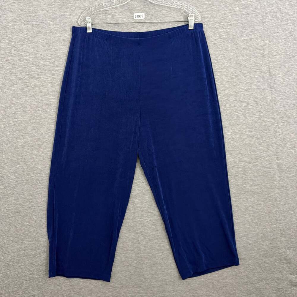 NWT Chicos Travelers Womens 3/XL Blue No Tummy Crop Elastic Waist Pull On Pants